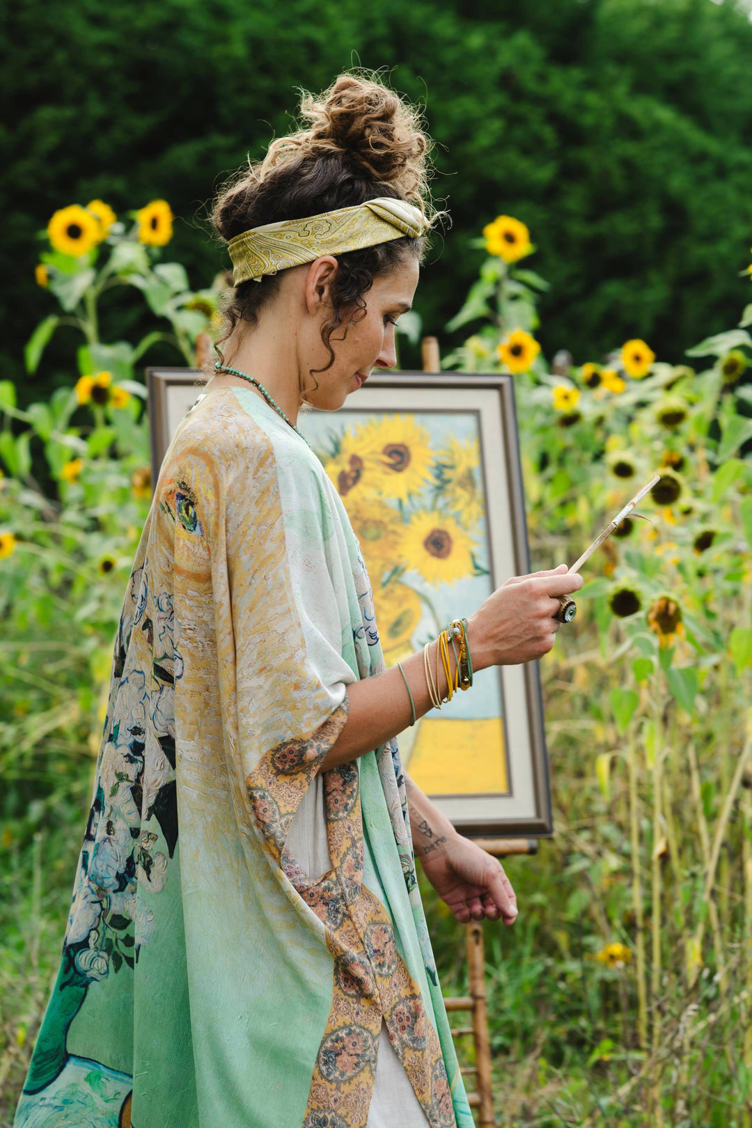 I Paint My Dream Bohemian Van Gogh Goddess Kimono
