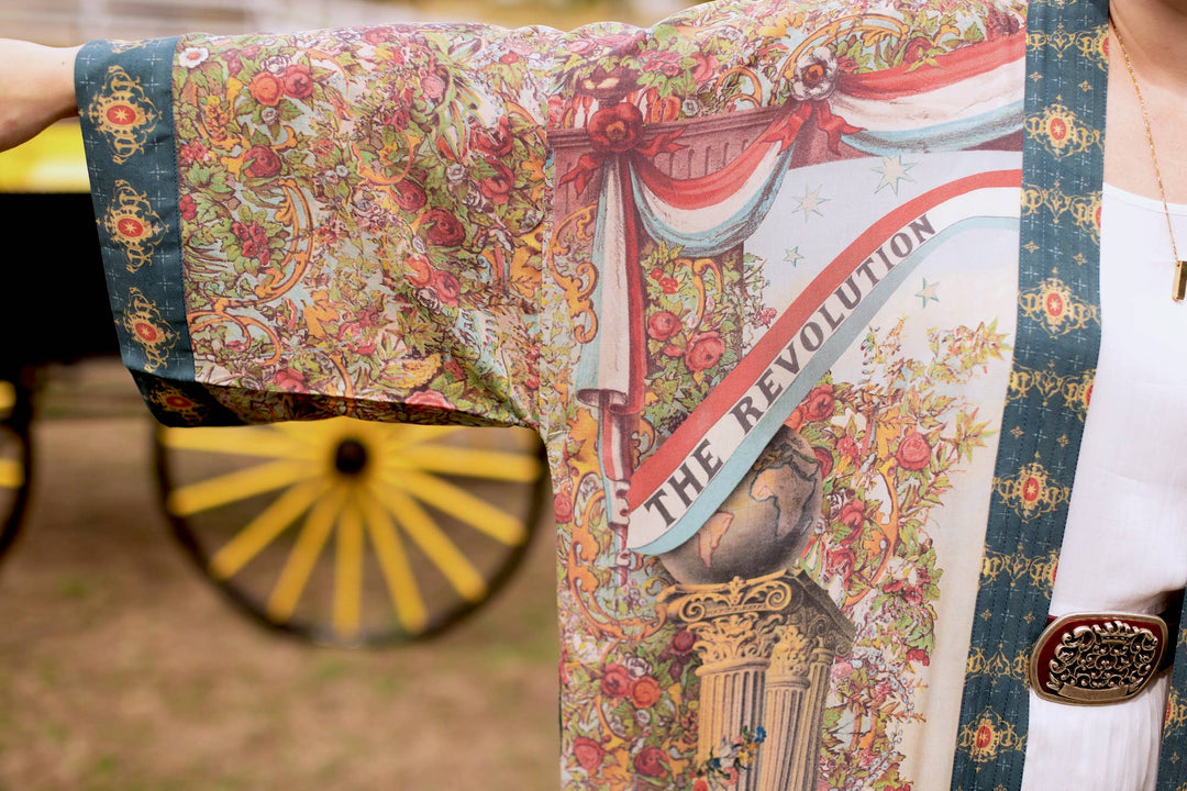 Love Revolution Opera Duster Kimono Robe w/ horse & florals
