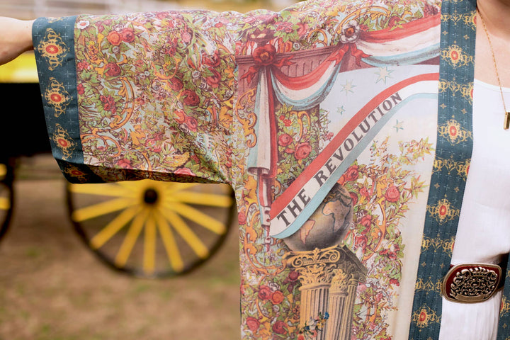 Love Revolution Opera Duster Kimono Robe w/ horse & florals