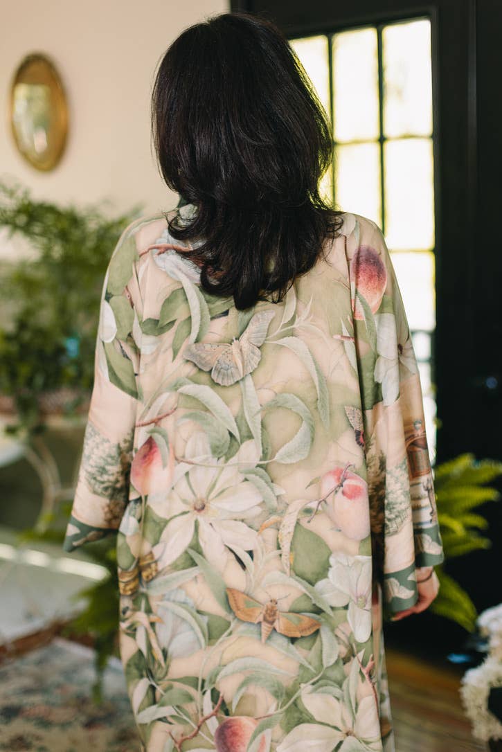 Fleur De Soleil Opera Duster Kimono Robe w/ Florals