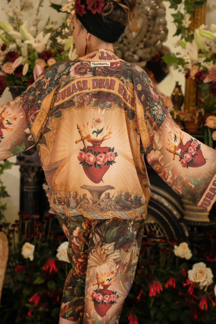 Courage Dear Heart Pixie Duster Crop Kimono w/ Sacred Heart
