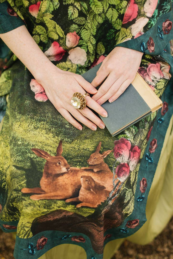 The Daydreamer Goddess Duster Kimono w/ Roses & Rabbits