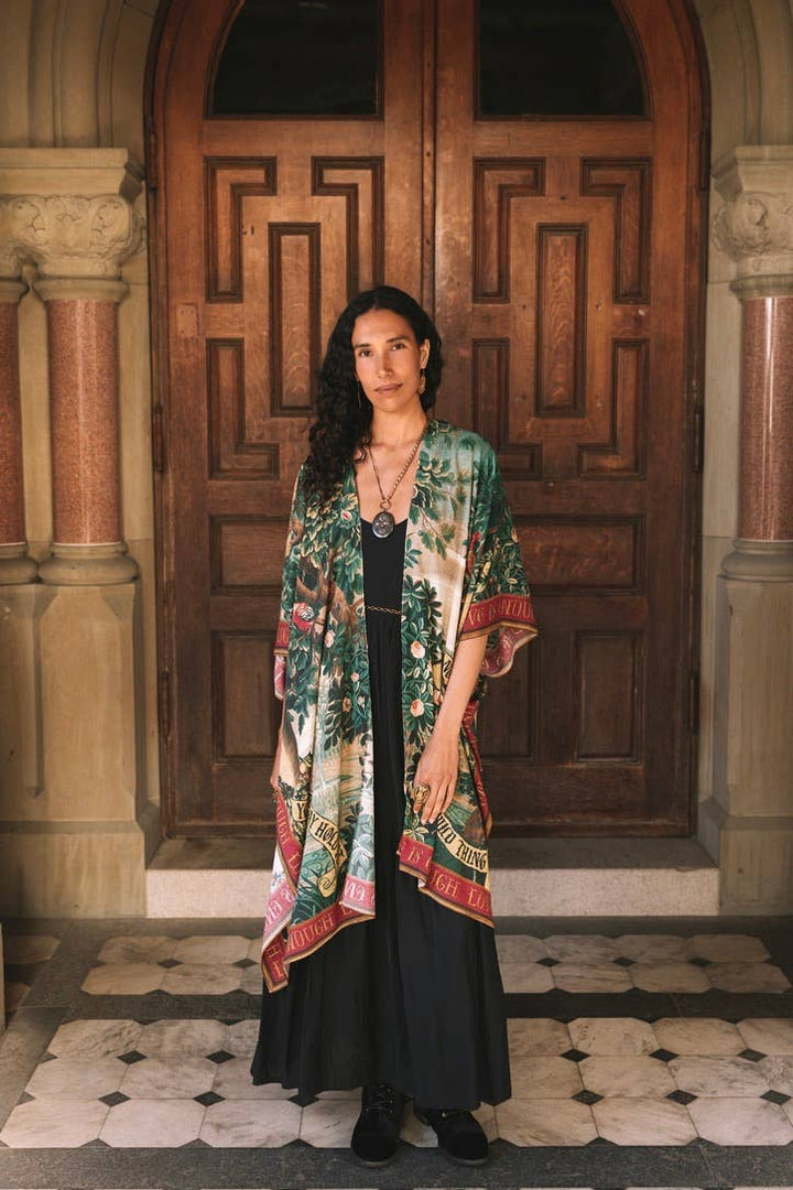 Wildheart Goddess Duster Kimono w/ Florals, Unicorn & Castle
