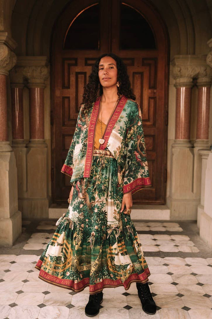 Wildheart Pixie Duster Crop Kimono w/ Unicorn & Castle