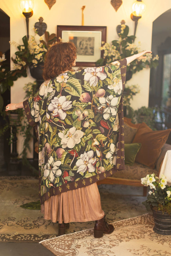 Fleur De Lune Goddess Starduster Kimono w/ Florals & Bees