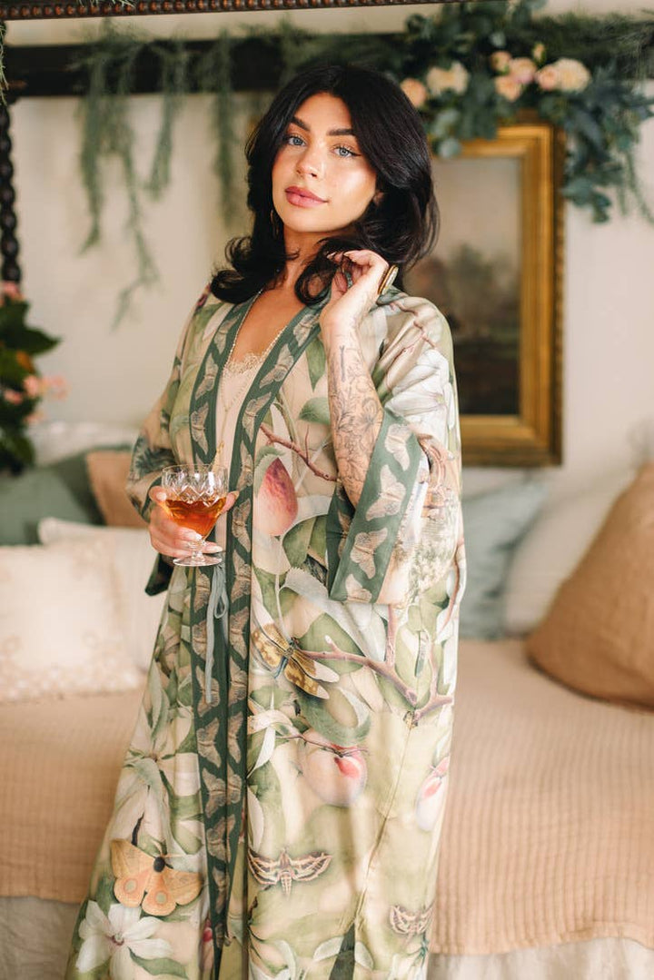 Fleur De Soleil Opera Duster Kimono Robe w/ Florals