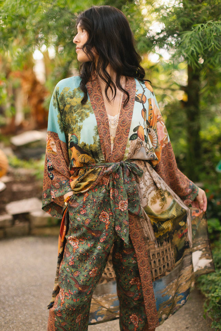 Secret Garden Opera Duster Kimono Robe w/ Swan, Fan