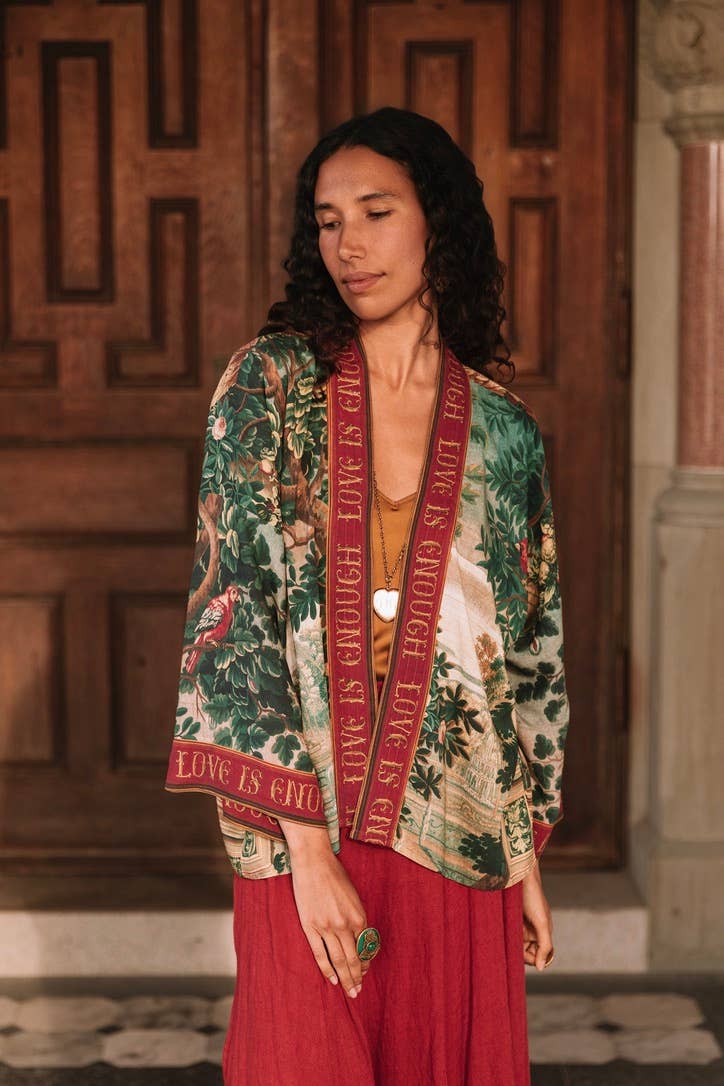 Wildheart Pixie Duster Crop Kimono w/ Unicorn & Castle