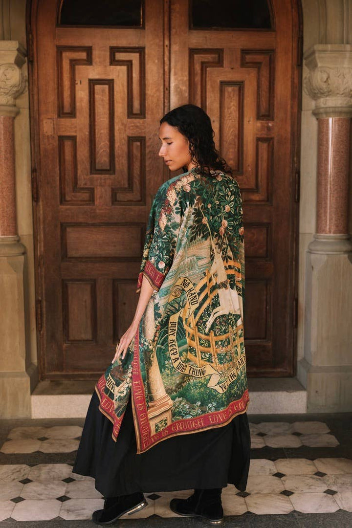 Wildheart Goddess Duster Kimono w/ Florals, Unicorn & Castle