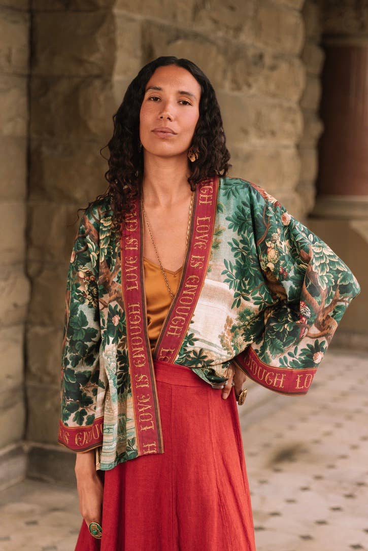 Wildheart Pixie Duster Crop Kimono w/ Unicorn & Castle