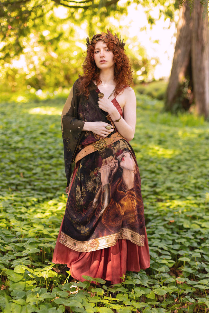 The Messenger Scarf with Joan of Arc, Florals & Fox