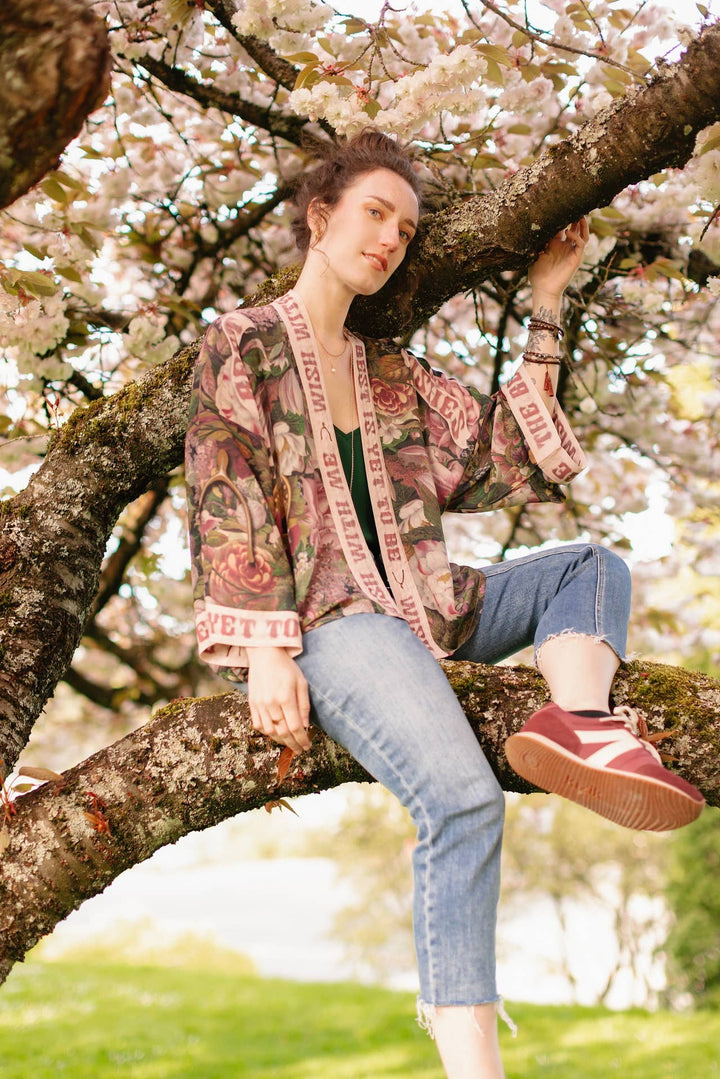 Make A Wish Pixie Duster Cropped Kimono w Wishbone Dandelion