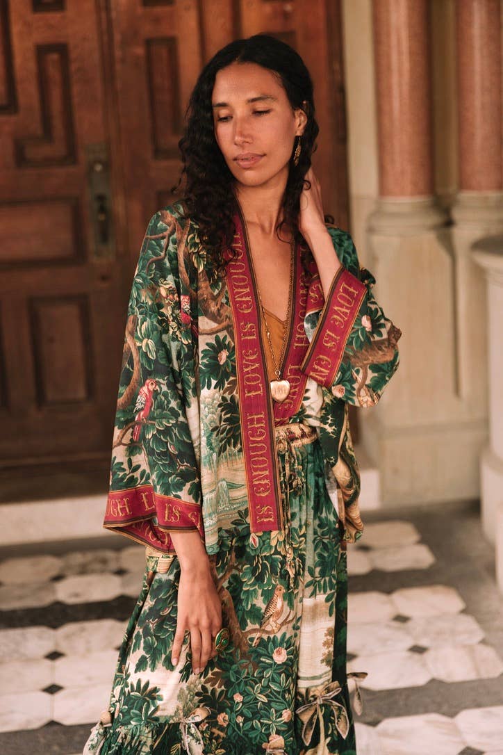 Wildheart Pixie Duster Crop Kimono w/ Unicorn & Castle