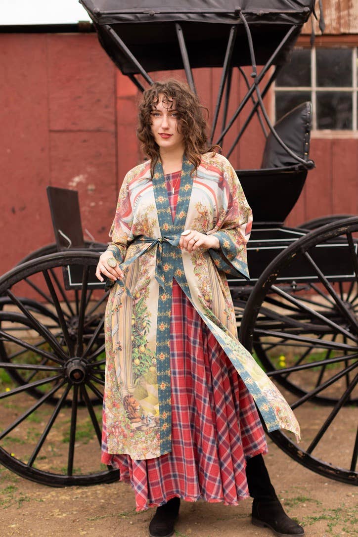 Love Revolution Opera Duster Kimono Robe w/ horse & florals