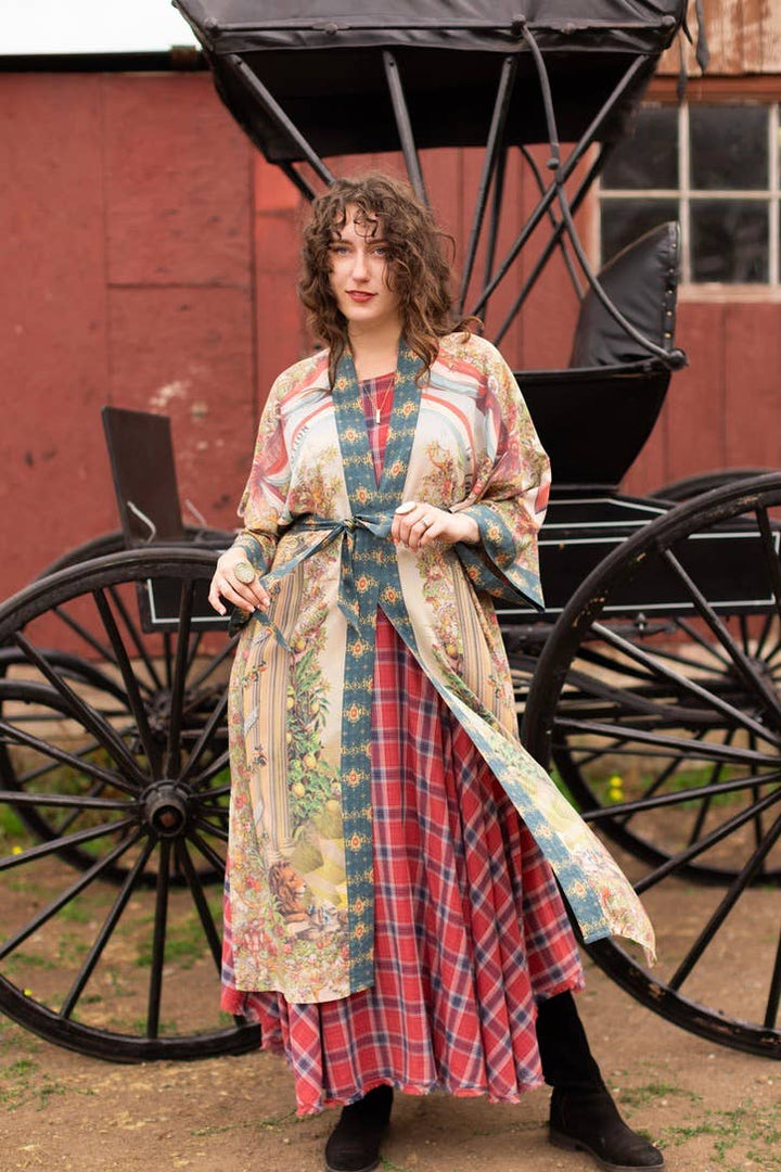 Love Revolution Opera Duster Kimono Robe w/ horse & florals