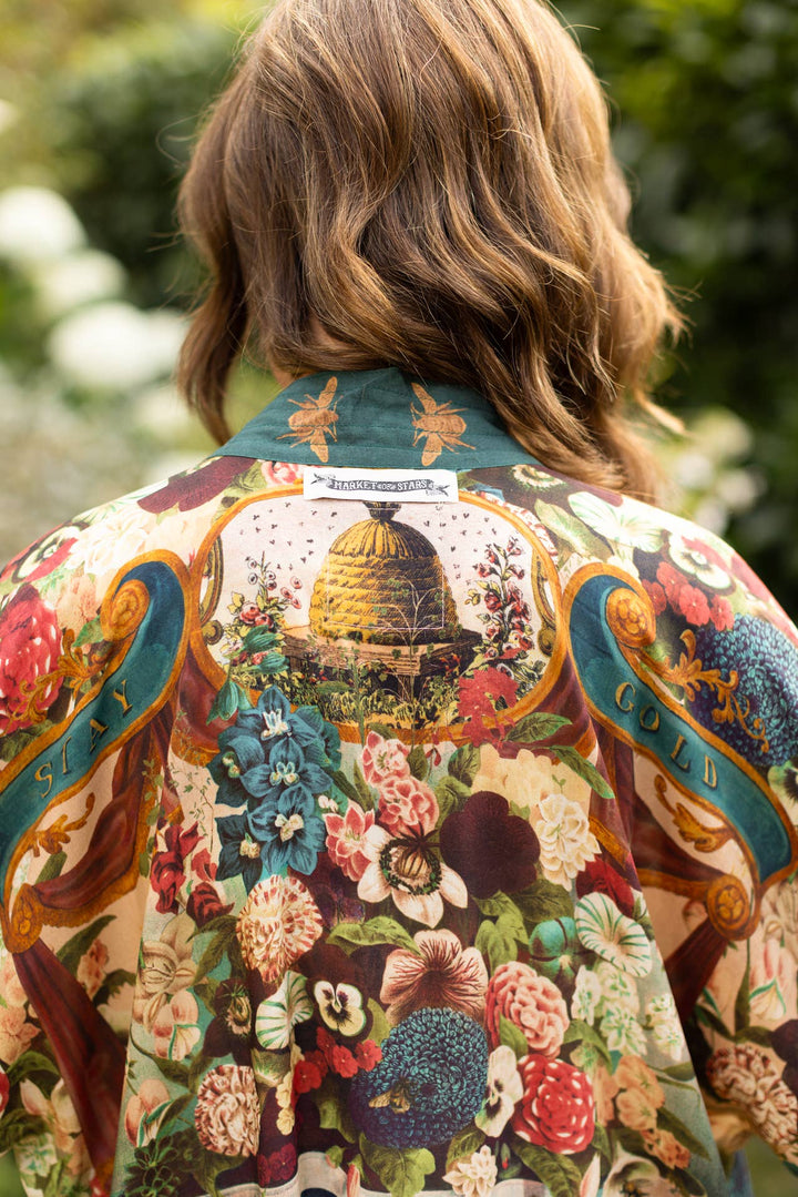 Stay Gold Pixie Duster Cropped Kimono w/ Rabbits and Bees