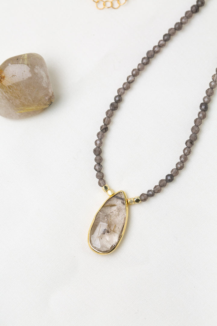 Alchemy 19-21" Moonstone and Gold Rutilated Quartz Collage Necklace