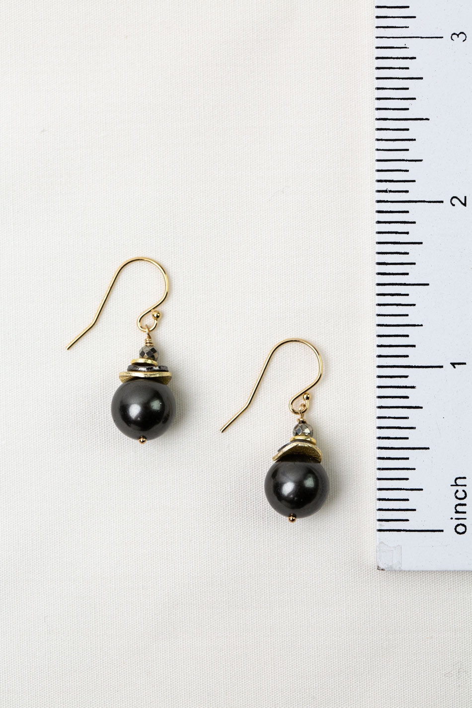 Alchemy Faceted Pyrite With Black Pearl Simple Earrings