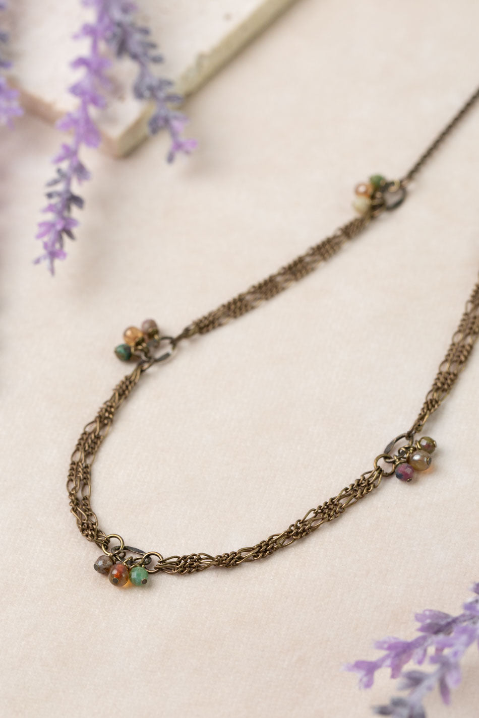 Apatheia 16.5-18.5" Fancy Jasper, Czech Glass Simple Necklace