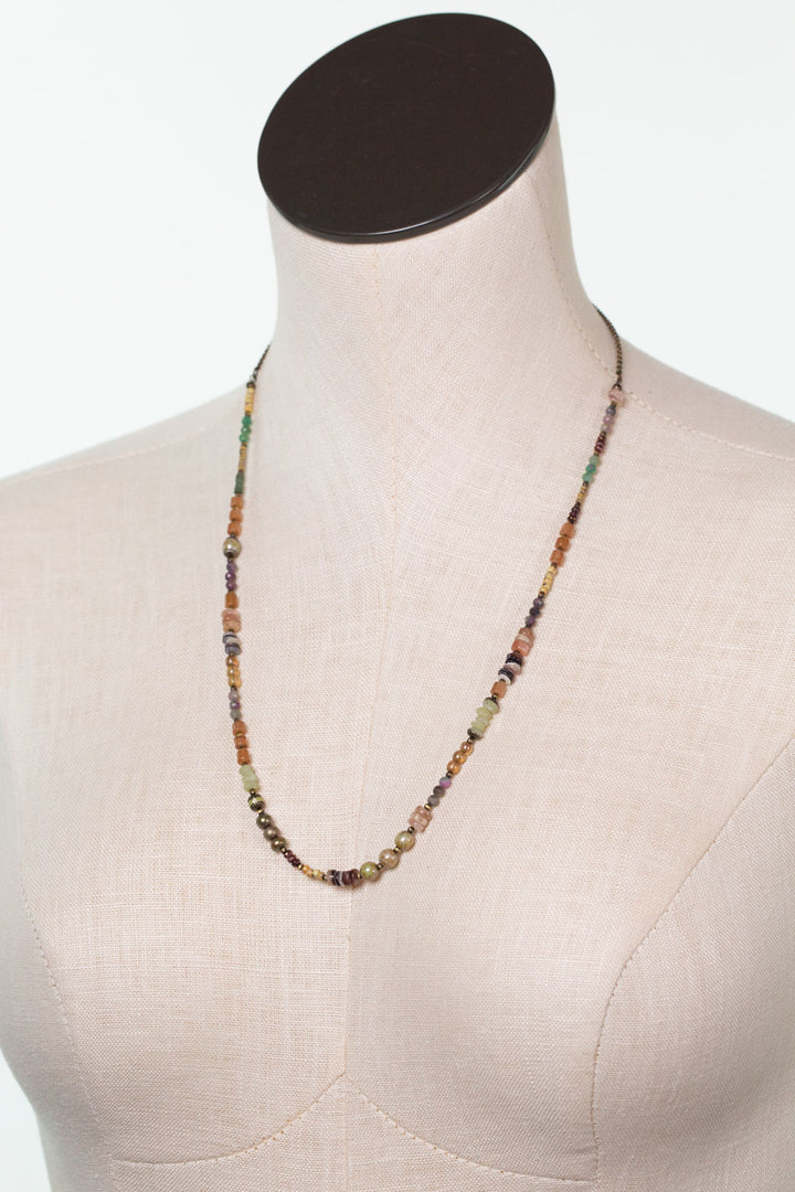 Apatheia 23-25" Fancy Jasper, Czech Glass, Shell Simple Necklace