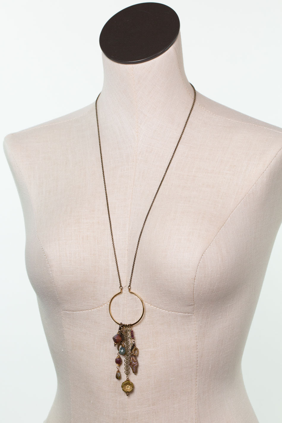 Apatheia 27-29" Fancy Jasper, Czech Glass, Cats Eye Statement Necklace