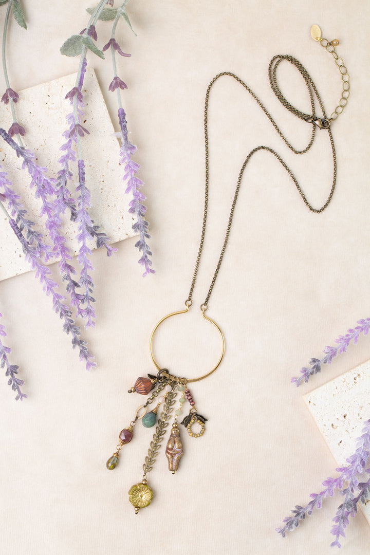 Apatheia 27-29" Fancy Jasper, Czech Glass, Cats Eye Statement Necklace