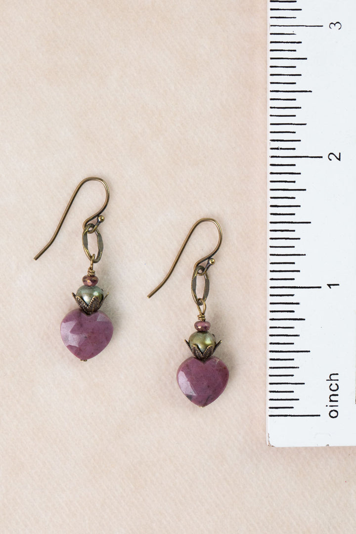 Apatheia Freshwater Pearl, Czech Glass, Purple Jasper Simple Earrings