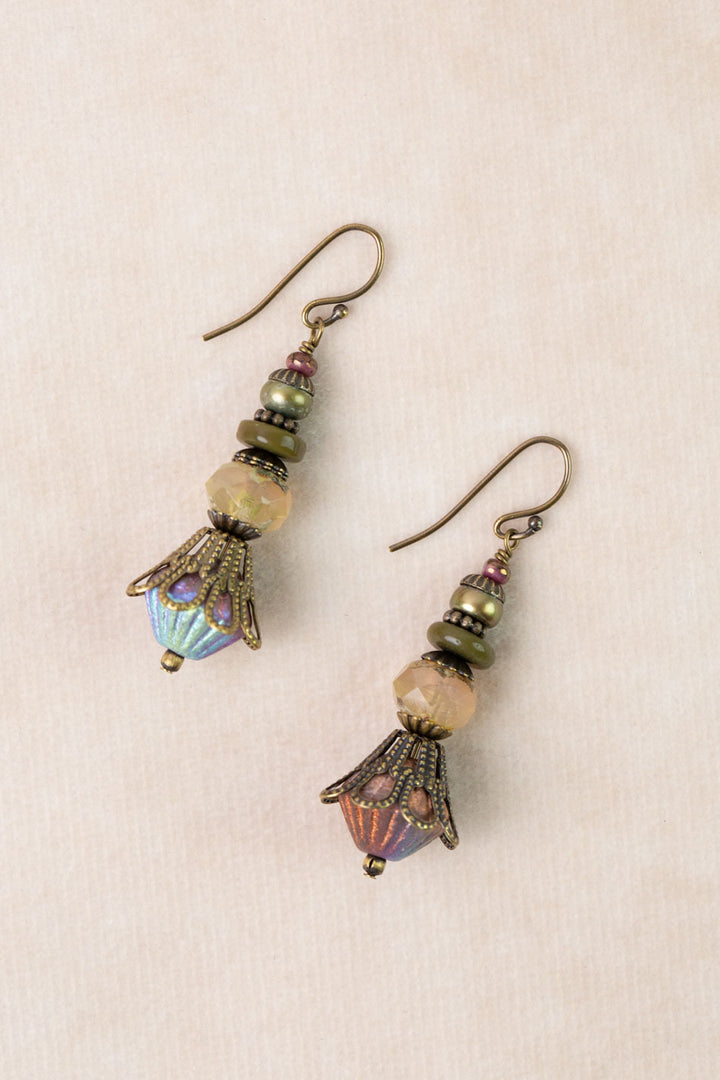Apatheia Freshwater Pearl, Czeh Glass, Shell Simple Earrings