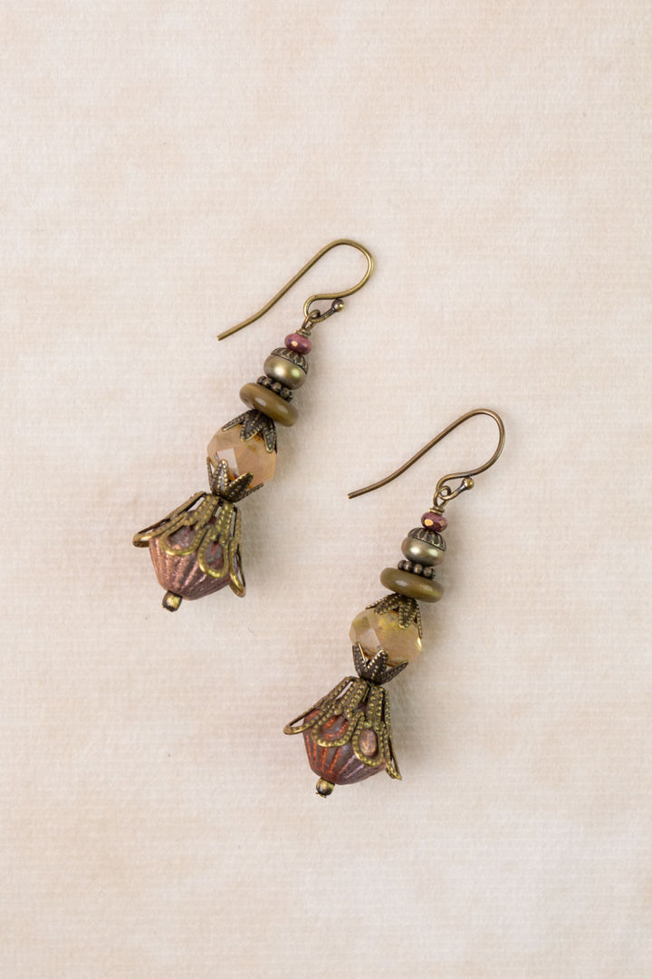 Apatheia Freshwater Pearl, Czeh Glass, Shell Simple Earrings