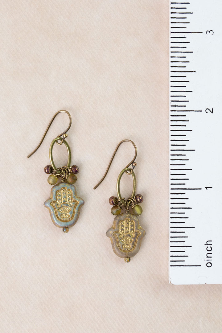 Apatheia Czech Glass Hamsa Hand Cluster Earrings