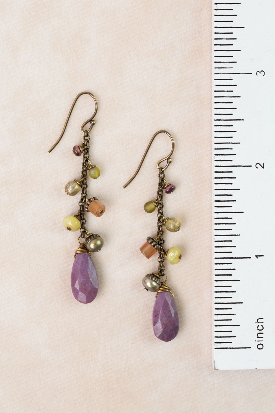 Apatheia Purple Jasper, Freshwater Pearl, Czech Glass Cluster Earrings