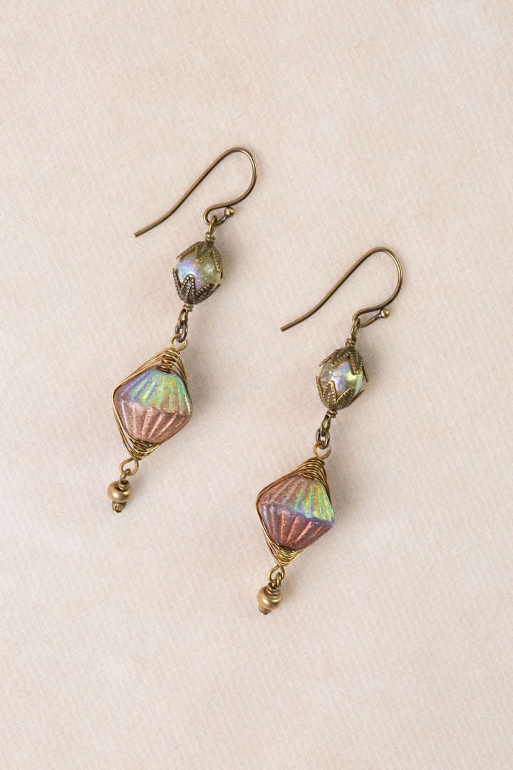 Apatheia Czech Glass Herringbone Earrings