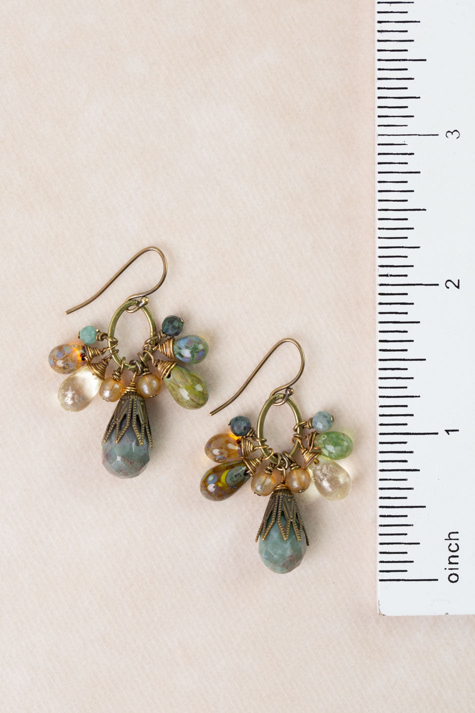Apatheia Fancy Jasper, Czech Glass Cluster Earrings