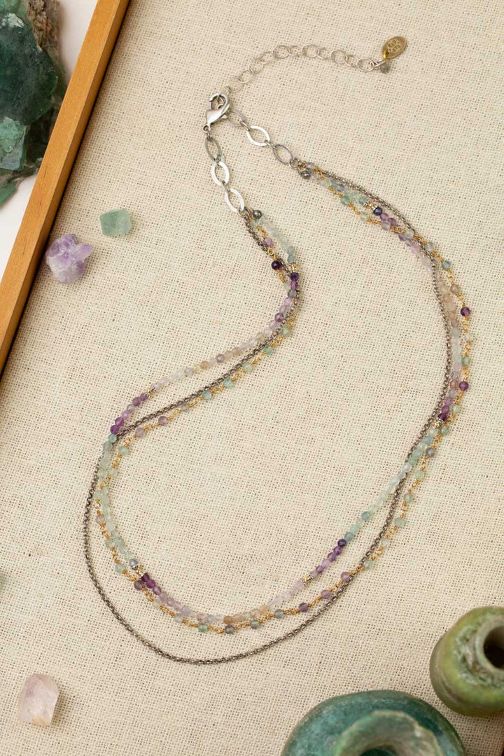 Aspire 19.5-21.5" Faceted Fluorite Multistrand Necklace