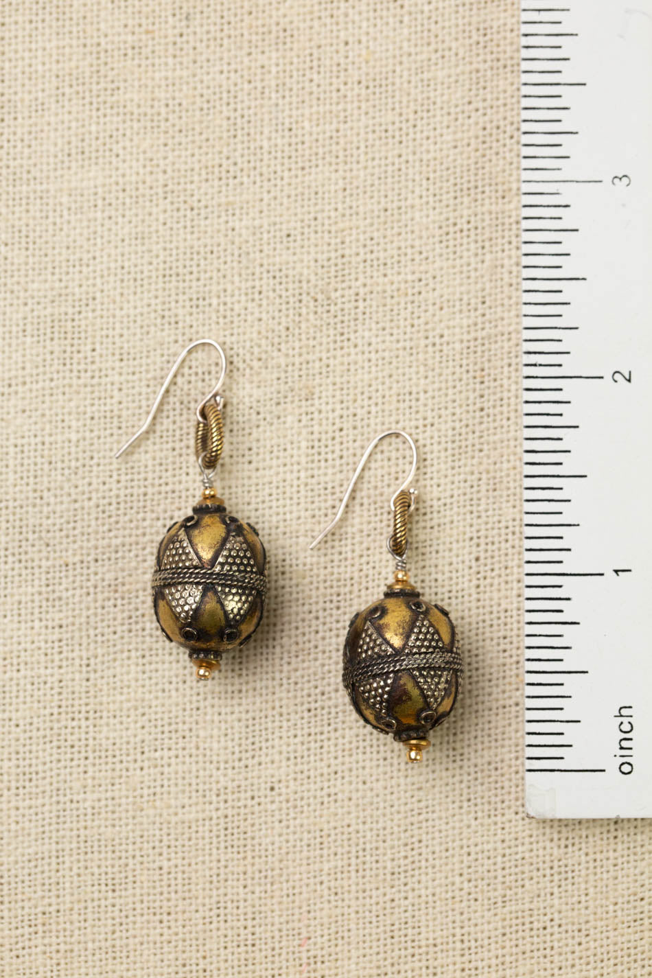 Aspire Tribal Brass Ornate Bead Simple Earrings