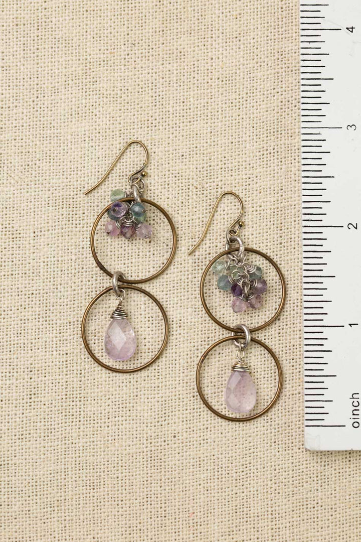 Aspire Faceted Fluorite And Czech Glass Cluster Earrings