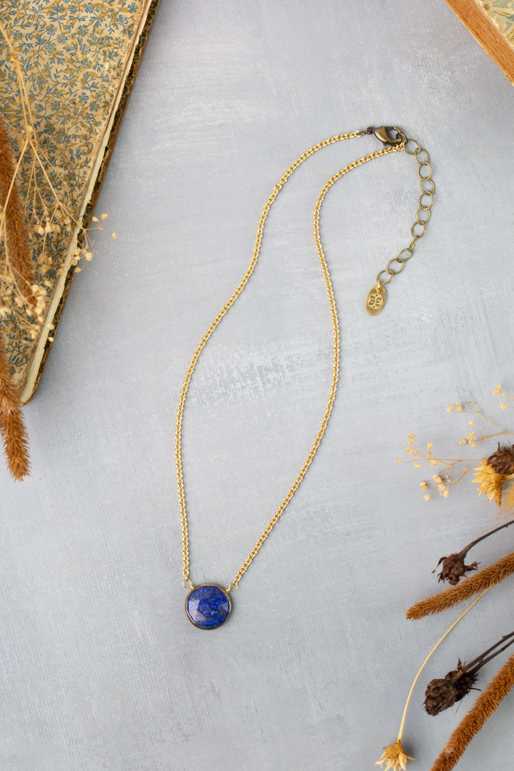Azulejo 14.5-16.5" Lapis Bezel Simple Necklace