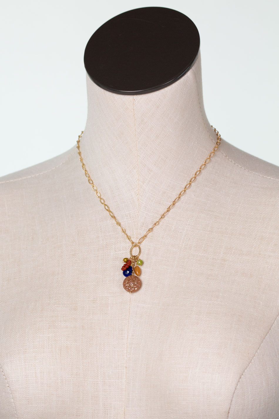 Azulejo 16-18" Lapis Briolette, Czech Glass, Yellow Turquoise Cluster Necklace