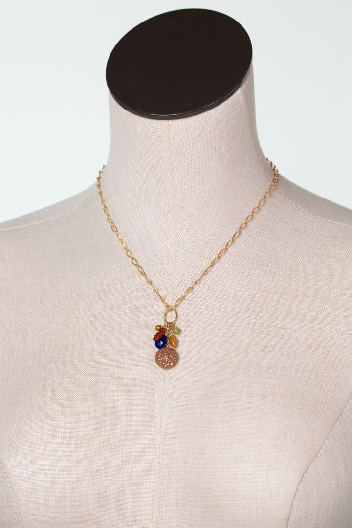 Azulejo 16-18" Lapis Briolette, Czech Glass, Yellow Turquoise Cluster Necklace