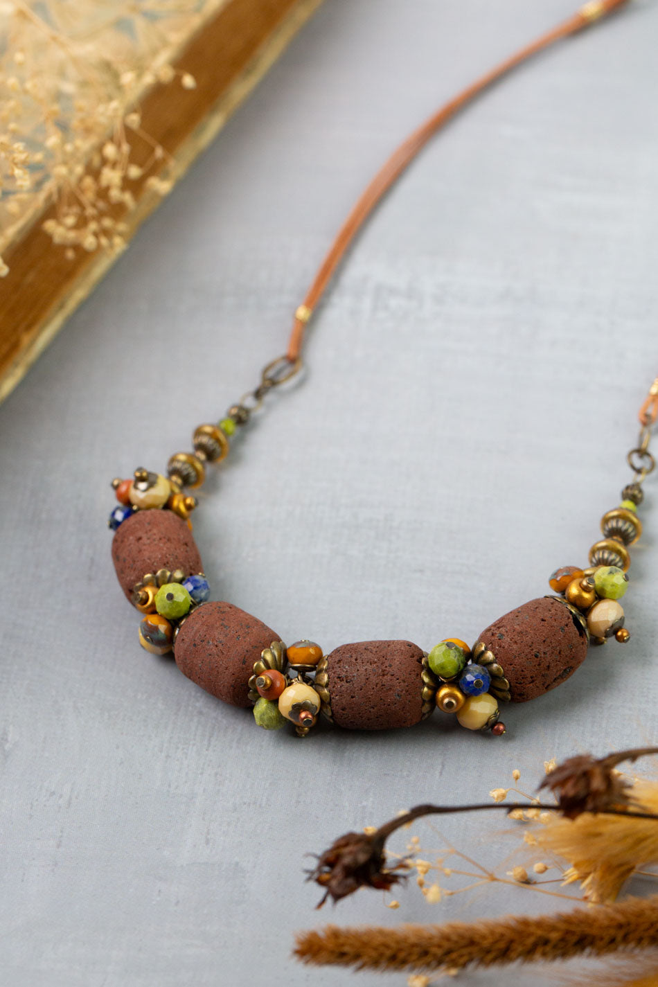 Azulejo 15.5-17.5" Lapis, Clay, Yellow Turquoise Simple Necklace
