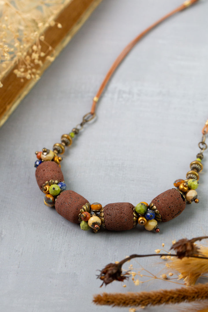 Azulejo 15.5-17.5" Lapis, Clay, Yellow Turquoise Simple Necklace
