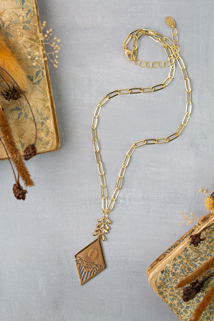 Azulejo 19-21" Sun And Mountain Simple Necklace