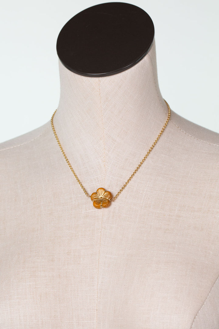 Azulejo 16-18" Czech Glass Flower Simple Necklace