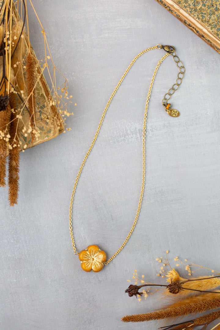 Azulejo 16-18" Czech Glass Flower Simple Necklace