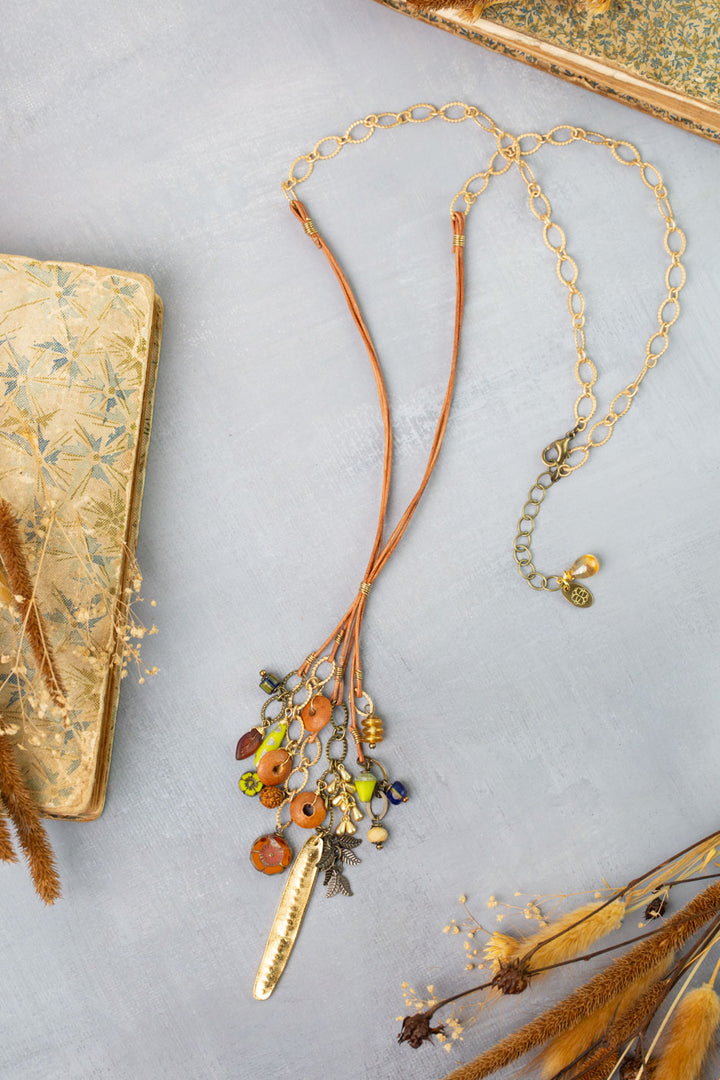 Azulejo 24-26" Shell, Czech Glass Statement Necklace