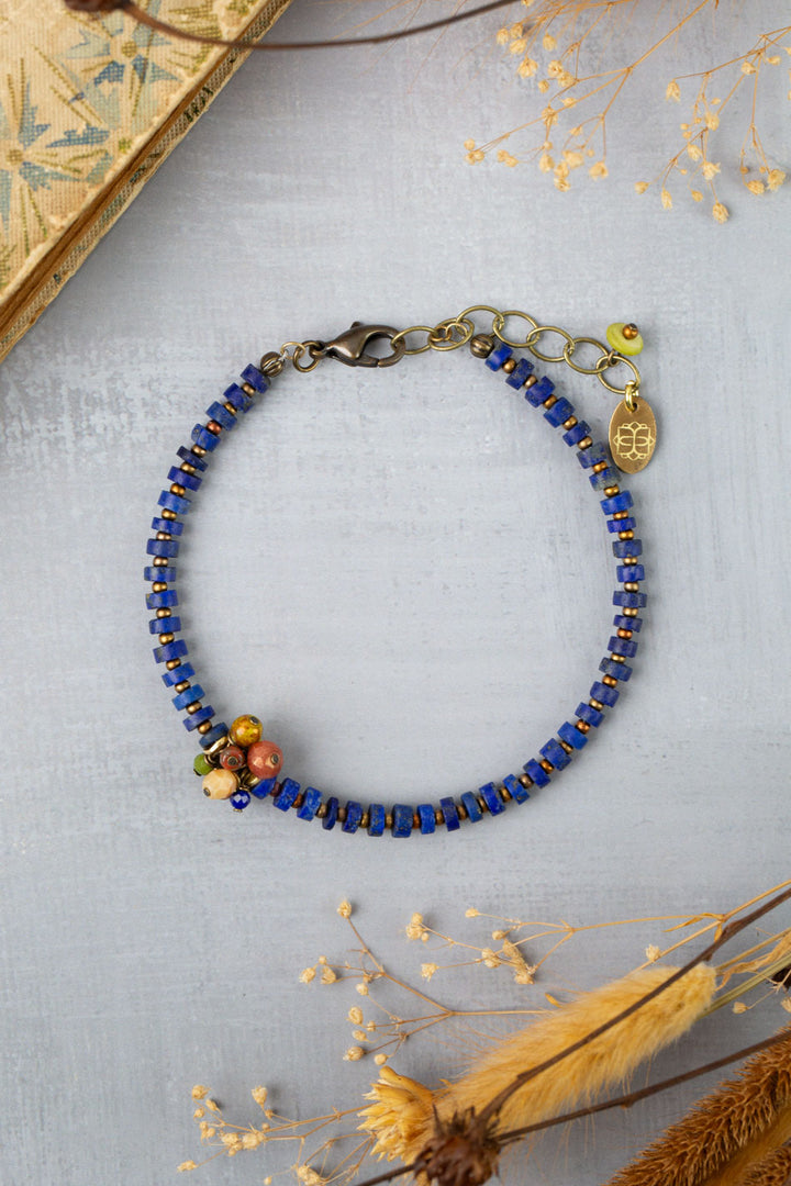 Azulejo 7.5-8.5" Czech Glass, Lapis Simple Bracelet