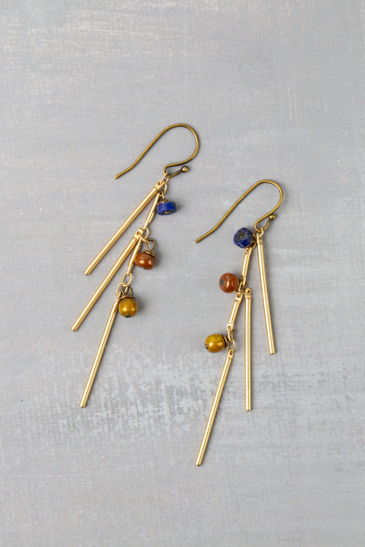 Azulejo Lapis, Czech Glass Dangle Earrings