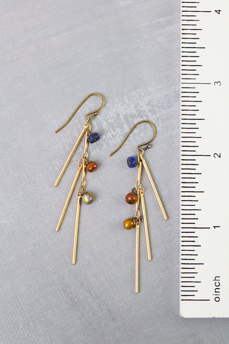 Azulejo Lapis, Czech Glass Dangle Earrings