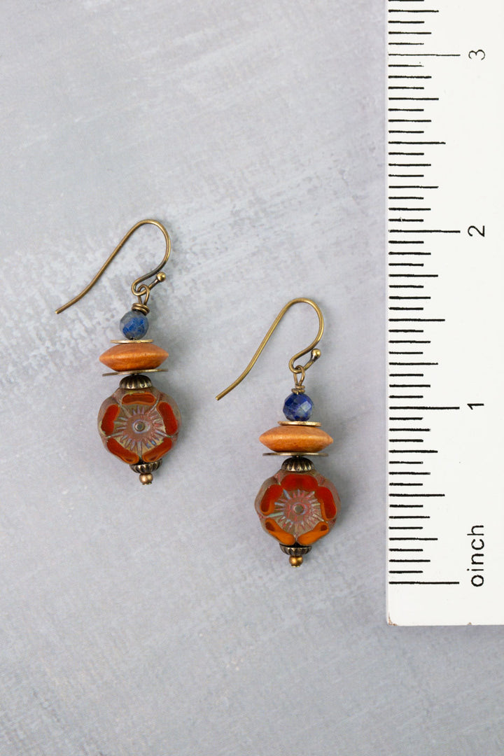 Azulejo Shell, Czech Glass, Lapis Simple Earrings