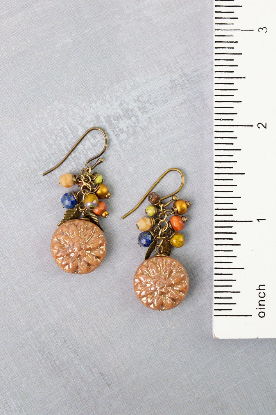 Azulejo Lapis, Czech Glass Cluster Earrings